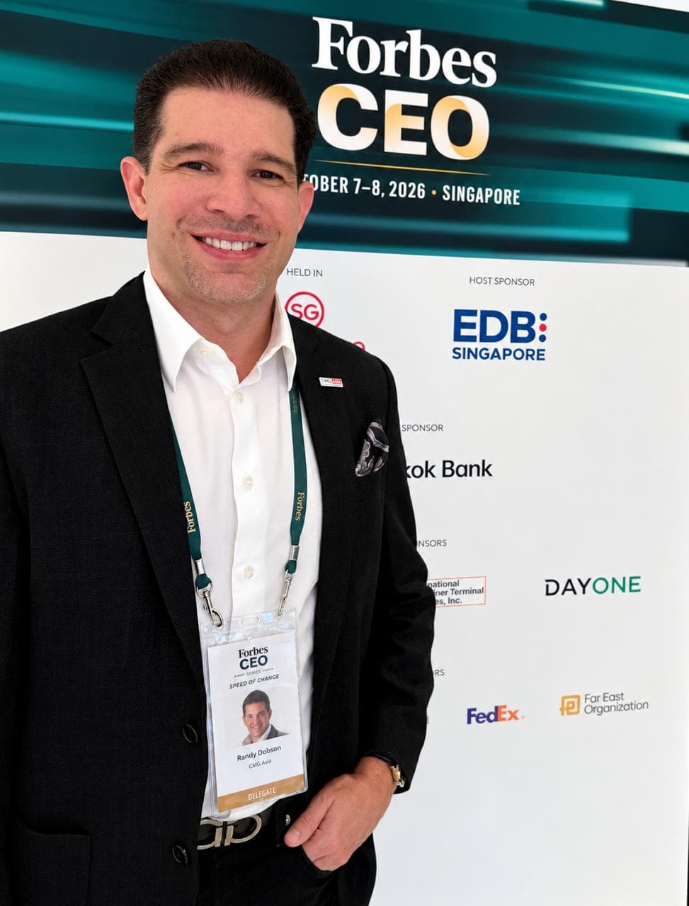 Randy Dobson speaking at a business conference